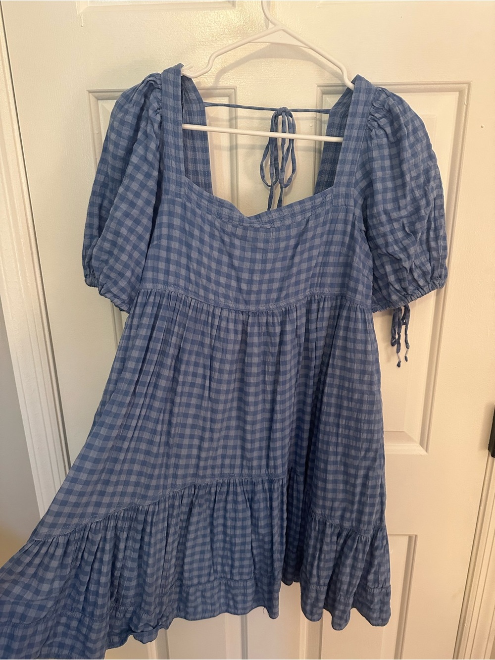 Pilcro Blue Gingham Puff-Sleeve Dress - Picture 2 of 4